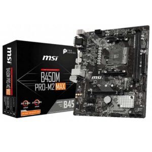 MSI ProSeries Motherboard B450M PRO-M2 Max (AMD Ryzen 1st and 2ND Gen AM4 M.2 USB 3 DDR4 D-Sub DVI HDMI Micro-ATX)