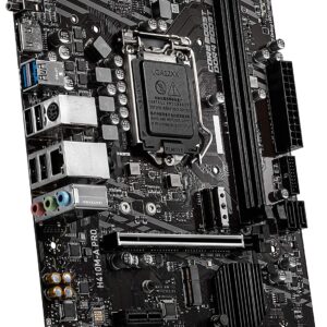MSI H410M-A PRO ProSeries Motherboard (mATX, 10th Gen Intel Core, LGA 1200 Socket, DDR4, M.2 Slot, USB 3.2 Gen 1, 2.5G LAN, DVI/HDMI)